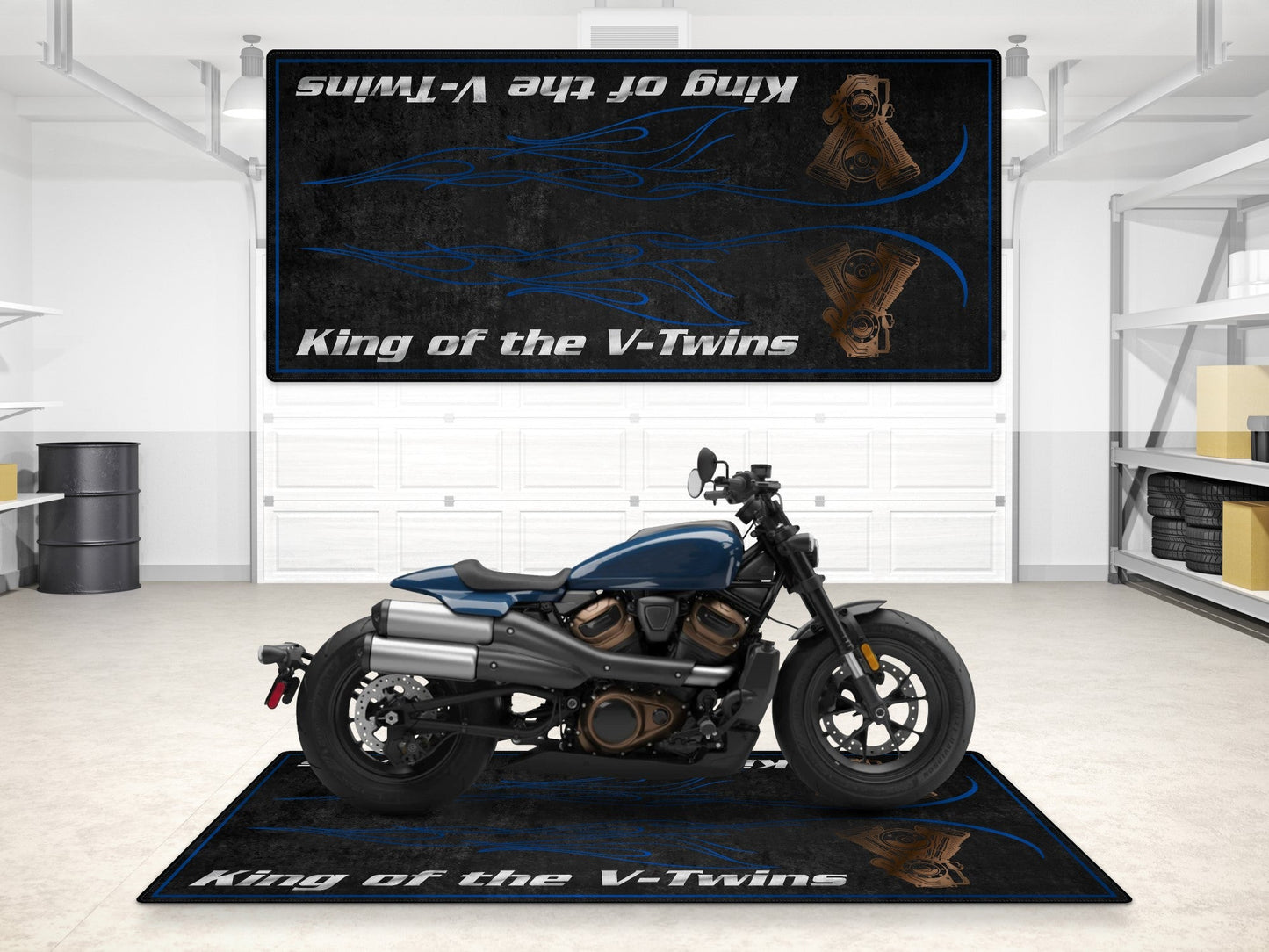 MPM Motorcycle Mat for Cruiser Motorcycle "King of the V-Twins" - MM7302