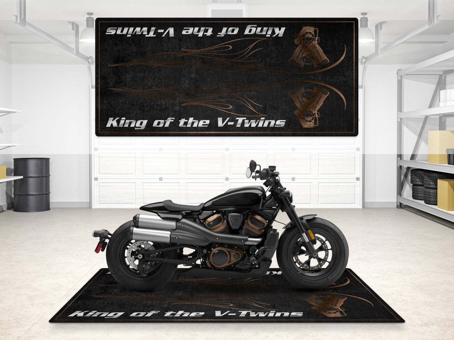 MPM Motorcycle Mat for Cruiser Motorcycle "King of the V-Twins" - MM7302