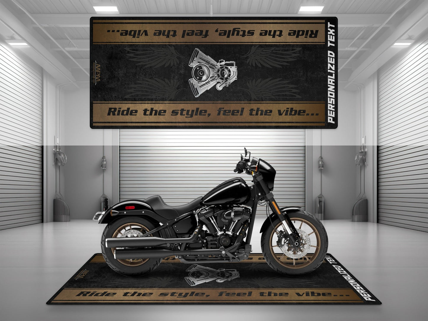 MPM Motorcycle Mat for Cruiser Motorcycle "Ride The Style, Feel The Vibe" - MM7306