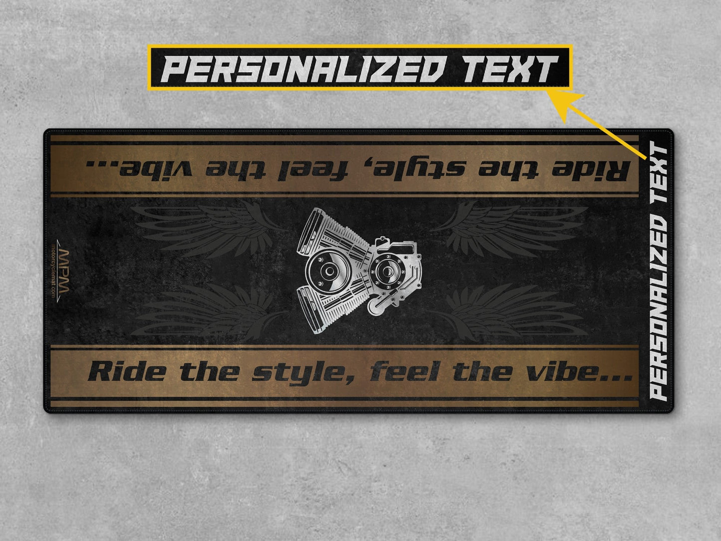 MPM Motorcycle Mat for Cruiser Motorcycle "Ride The Style, Feel The Vibe" - MM7307