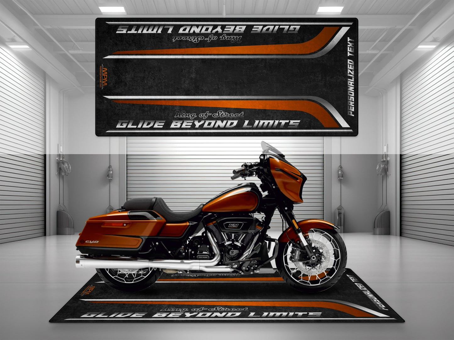 MPM Motorcycle Mat for Cruiser Motorcycle "Glide Beyond Limits - King of Street" - MM7349