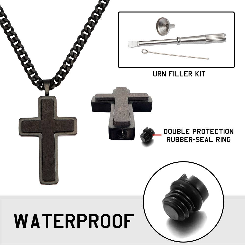 Never Forgotten Legacy Urn Cross Necklace - Helps Pair Veterans With A Service Dog Or Shelter Dog