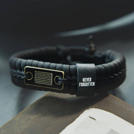 Never Forgotten Black Paracord Bracelet: Helps Pair Veterans With A Service Dog Or Shelter Dog -Faire