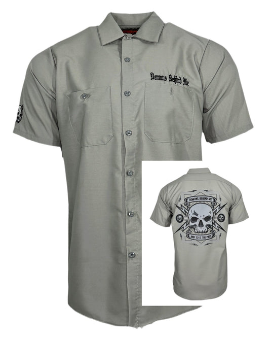 Closeout - Embroidered Shop Shirt - Men's Warm Gray Electric Head