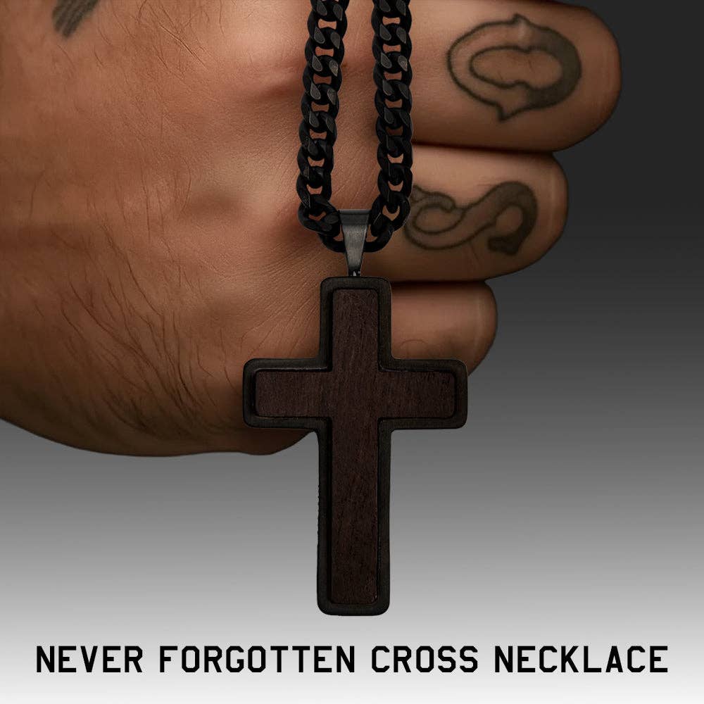 Never Forgotten Legacy Urn Cross Necklace - Helps Pair Veterans With A Service Dog Or Shelter Dog