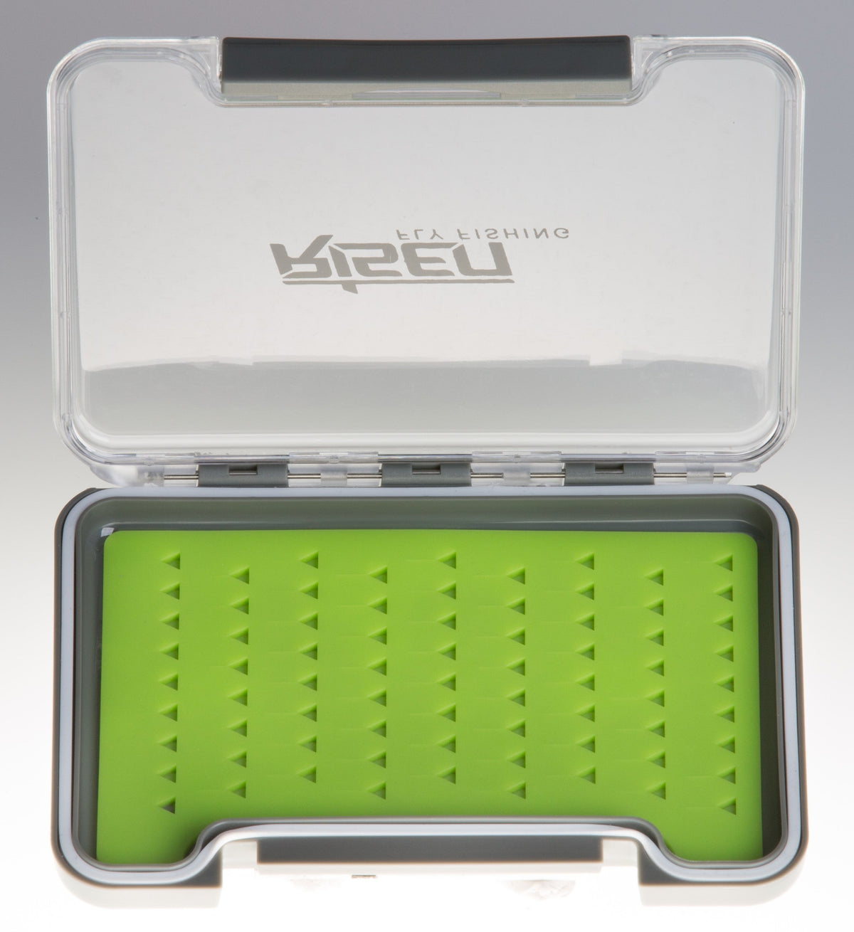 Waterproof fly boxes with green silicone insert