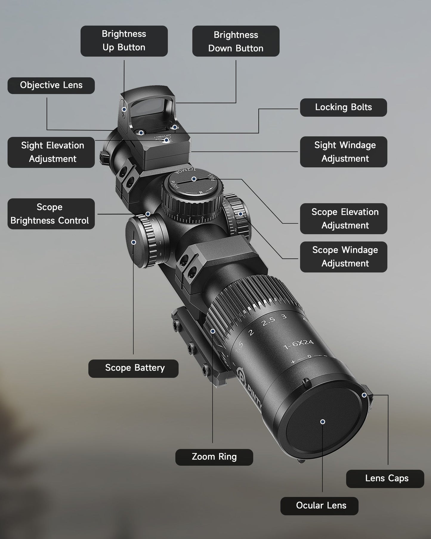 Pinty Nova 1-6x24 LPVO Combo (Tactical Kit)