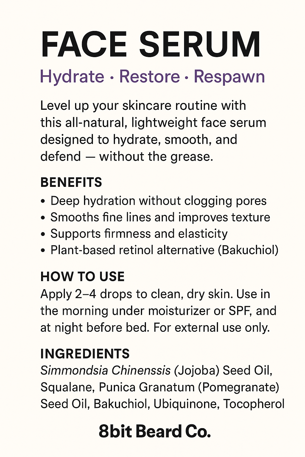 Face Serum | Bakuchiol + CoQ10 Powered
