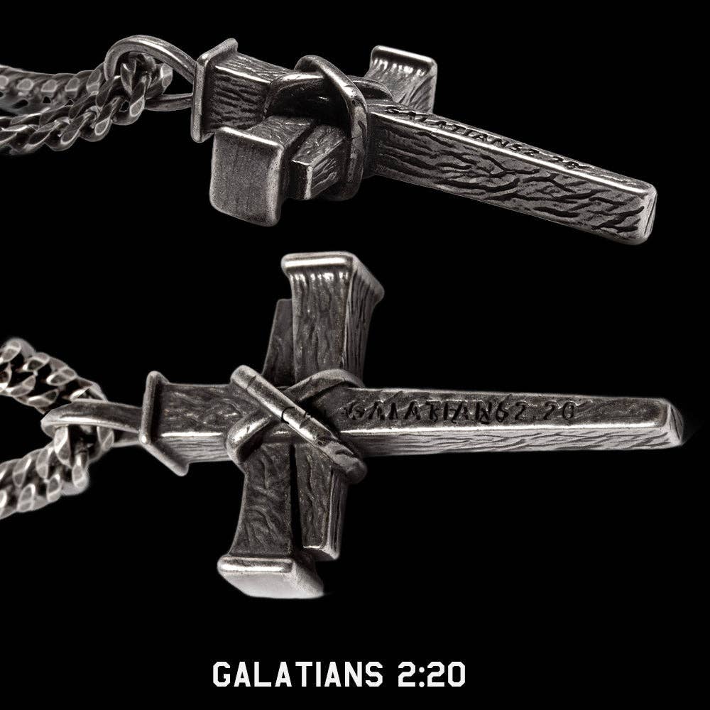 Nailed to the Cross Galatians 2:20 Necklace - Helps Pair Veterans With A Service Dog Or Shelter Dog