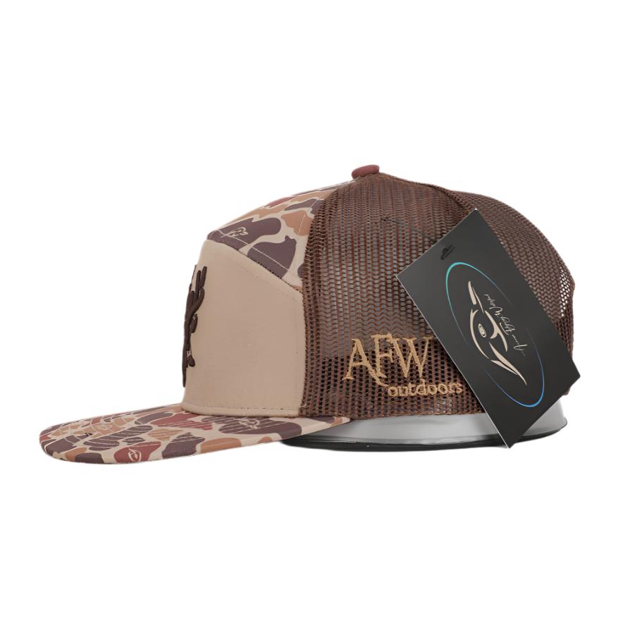 Youth 7 Panel Brown Old School 3 D Puff Buck w/ Brown Mesh