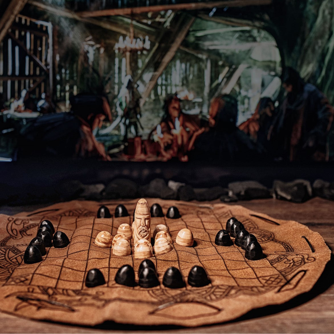 Hnefatafl Travel Set – Leather Board & Pieces