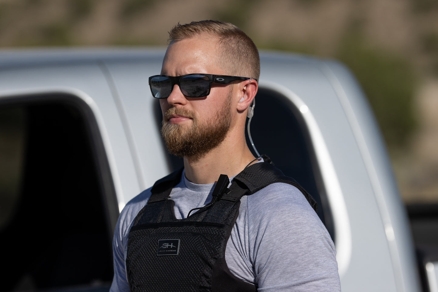 Velcro Tactical Mic & Earpiece Braided Fiber Kit w/ Quick Disconnect (Hirose) - Harris/Tait TP3000/7110/7100/8000/9000 Series