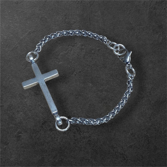 FAITH Classic Cross Bracelet - Sterling Silver on Stainless Steel Chain