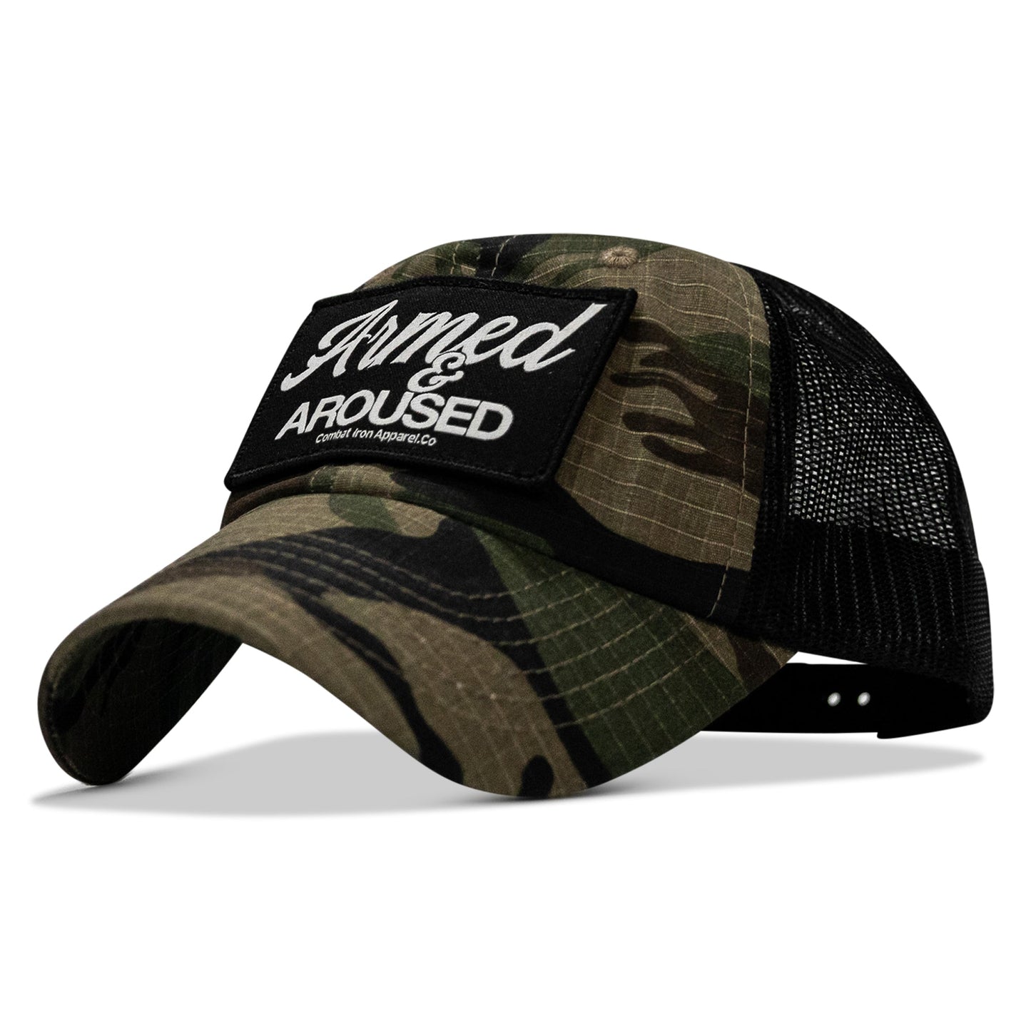 Armed & Aroused Patch. Tactical Ripstop Mesh Snapback Hat