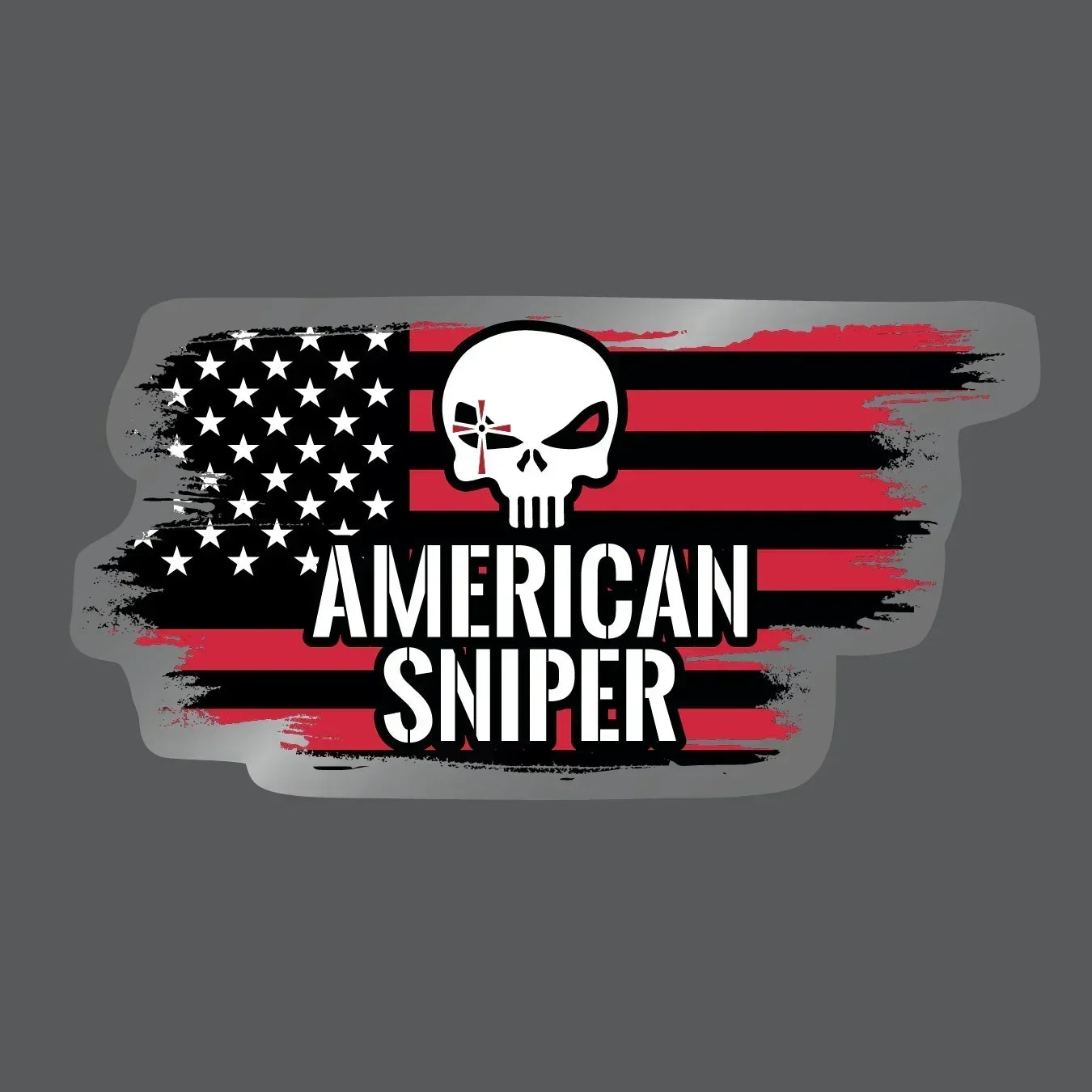 American Sniper Black & Red Flag Skull Sticker