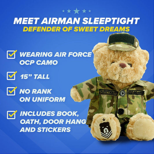 Airman Sleeptight - Air Force Teddy Bear with Storybook & Sleep System