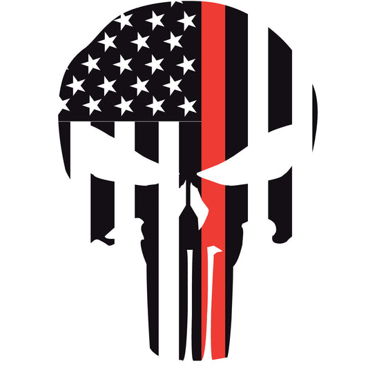 THIN RED LINE PUNISHER SKULL 2" HELMET DECAL