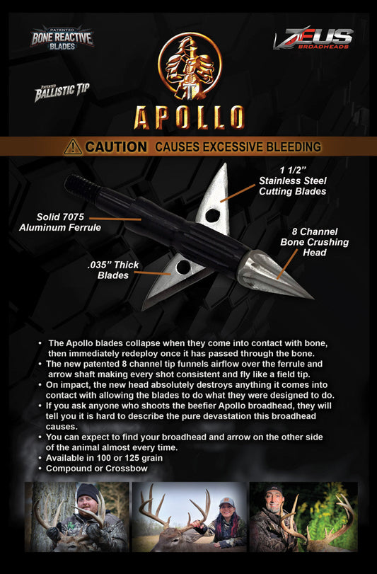 APOLLO 100 GRAIN BROADHEADS (3 PACK)(FORMERLY HERA)