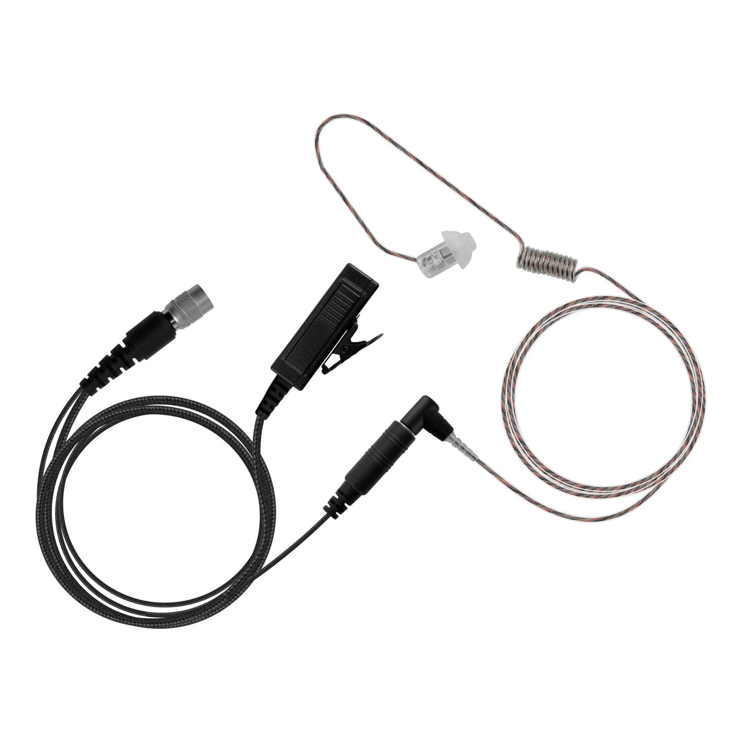 Braided Fiber Tactical Mic & Invisible Series Tubeless Earpiece Complete Kit w/ Quick Disconnect (Hirose) - EF Johnson VP5000 VP6000 VP8000 Series