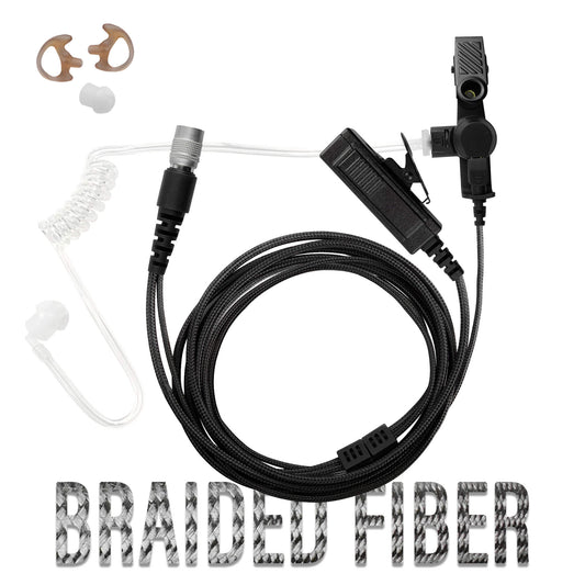 Tactical Braided Fiber Mic & Acoustic Tube Earpiece Kit w/ Quick Disconnect (Hirose) Connector - Replacement Kit, No Quick Disconnect Adapter