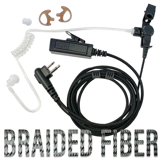Tactical Braided Fiber Mic & Tube Earpiece Kit- Yaesu 2 Pin: FT-65, FT25, FT-4XR, FT-4VR