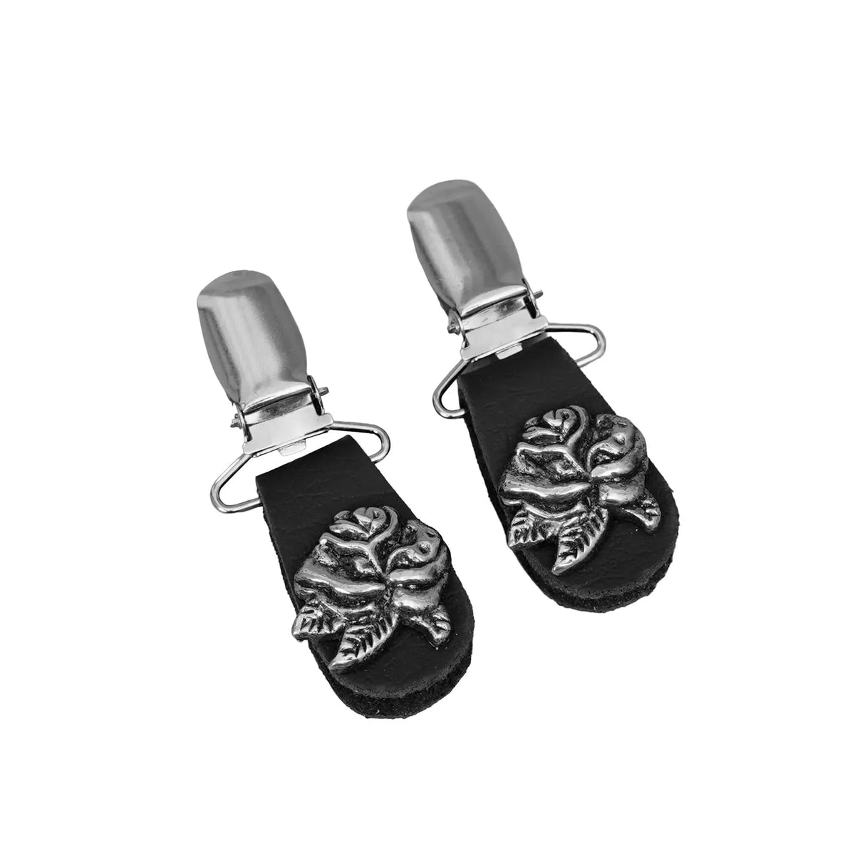 Silver Rose Boot Clips