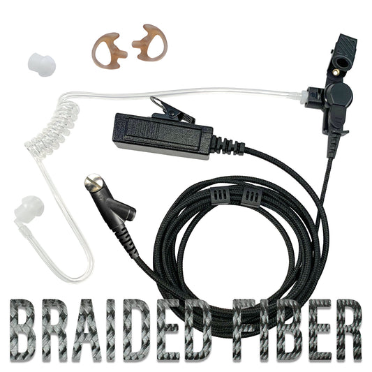 Tactical Braided Fiber Mic & Tube Earpiece Kit - Hardwired Harris: XL-150/P, XG-100/P, XL-185/P/Pi, XL-200/P/Pi, XL-400