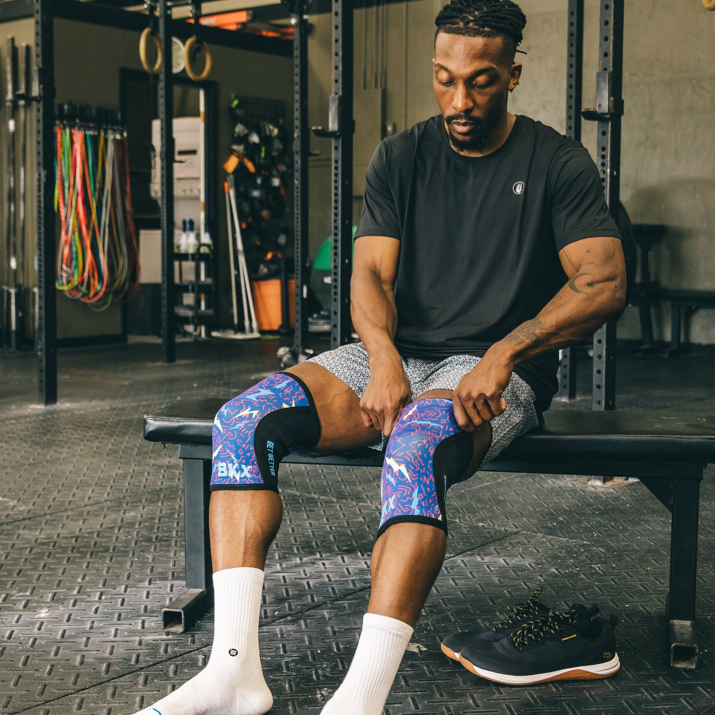 Bear KompleX Knee Sleeves - Lightning with REVERSIBLE Blue