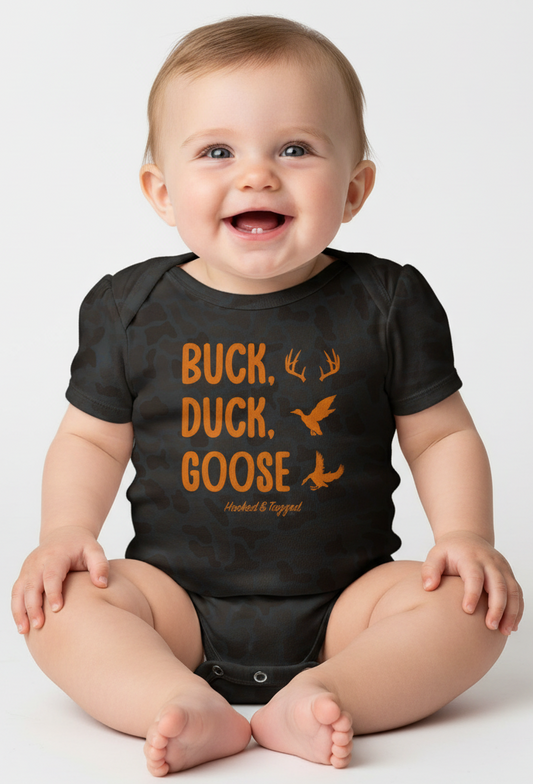 Buck, Duck, Goose Onesie
