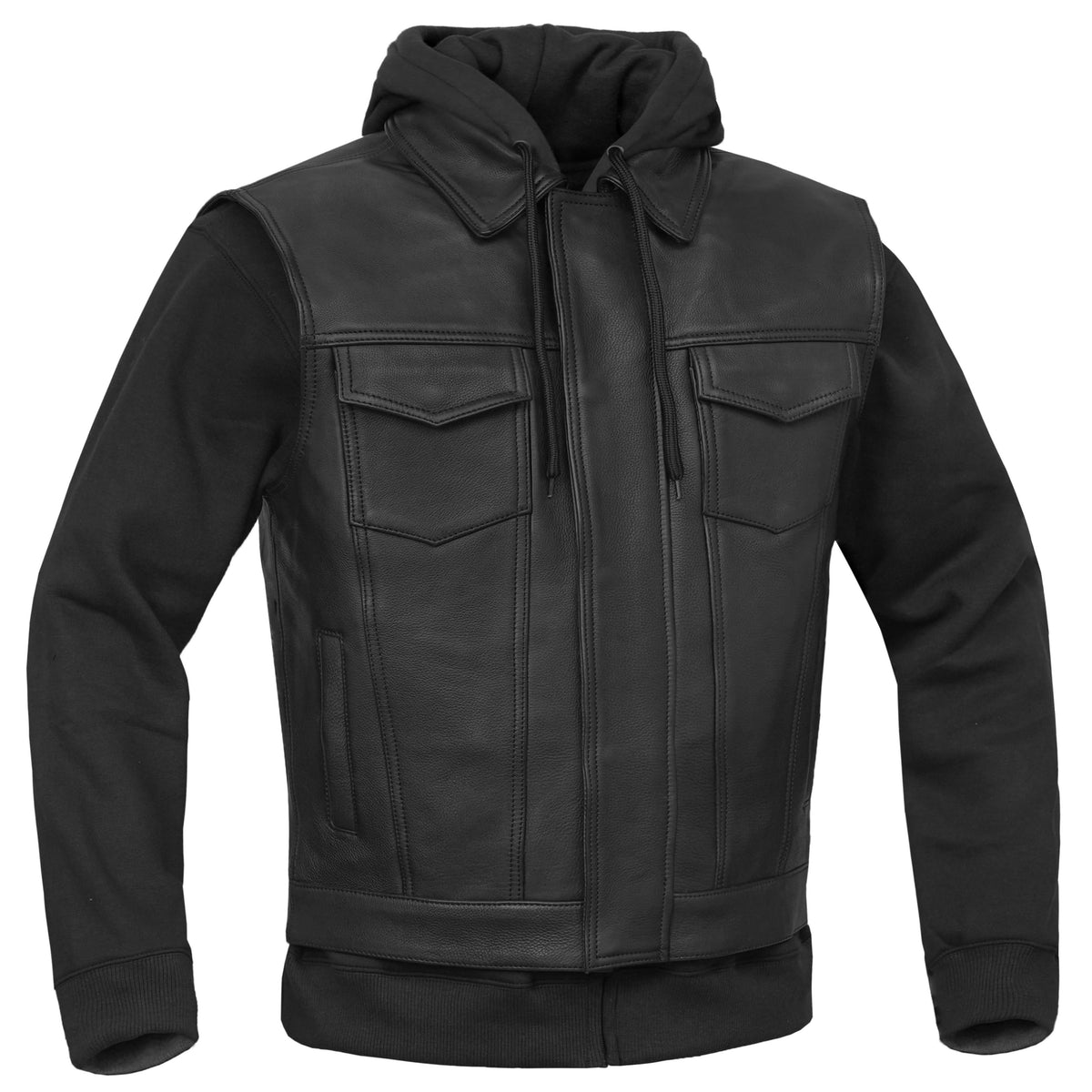 Lucent Noir Mens Leather Motorcycle Vest