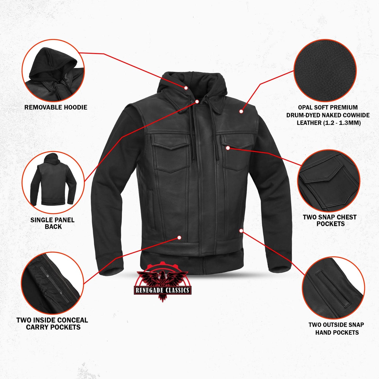 Lucent Noir Mens Leather Motorcycle Vest