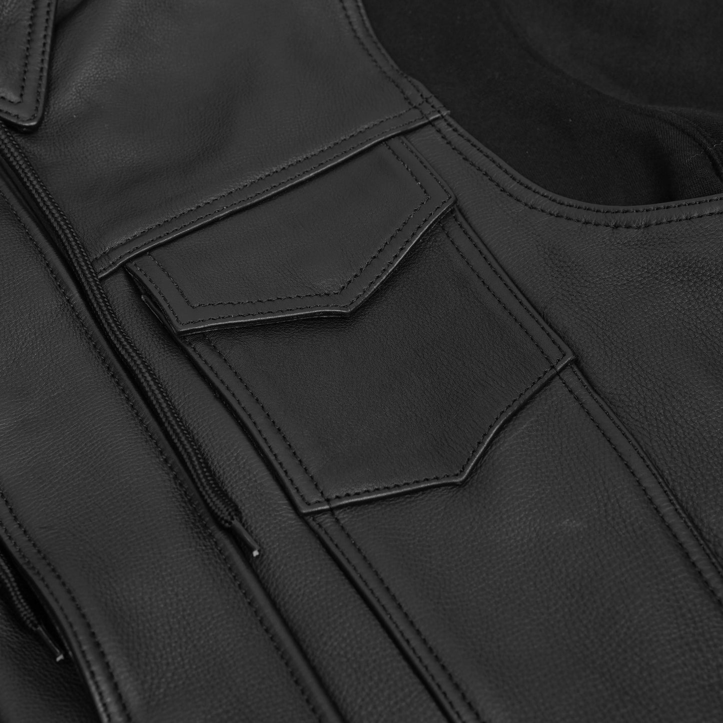 Lucent Noir Mens Leather Motorcycle Vest