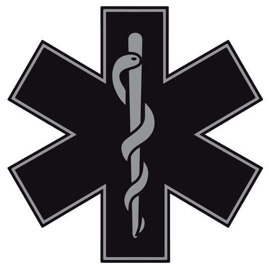 BLACK STAR OF LIFE REFLECTIVE HELMET DECAL