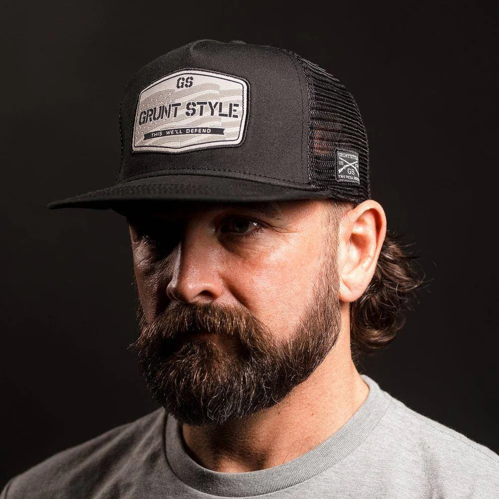 Grunt Style - Old Glory Patch Flat Bill Hat - Black