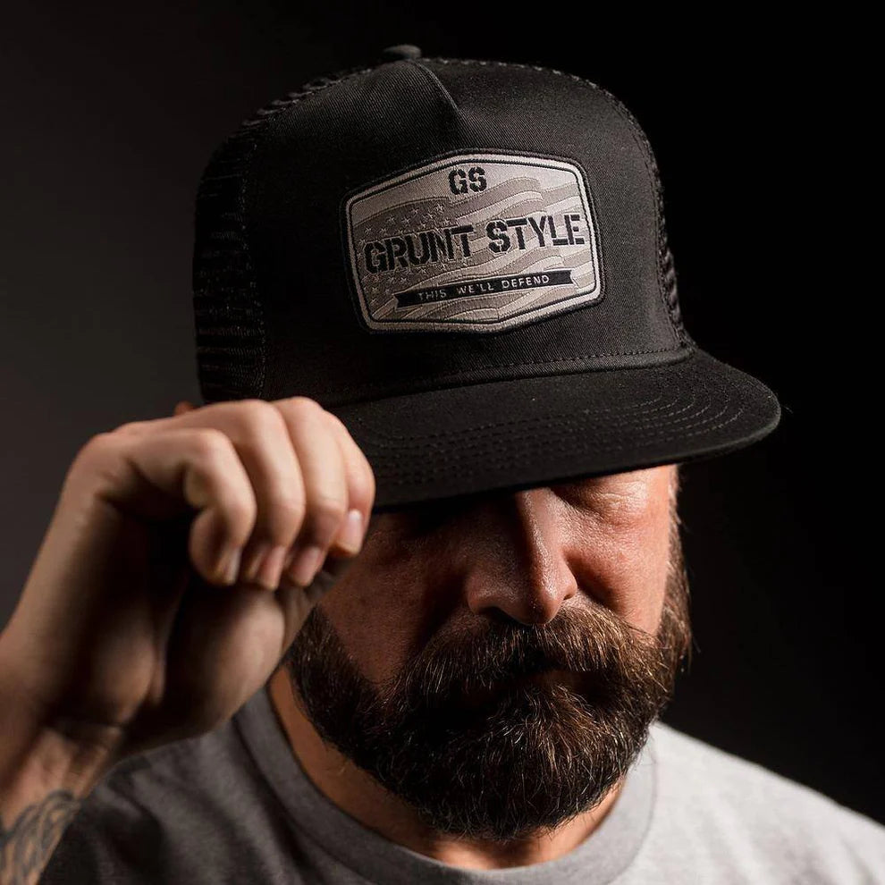 Grunt Style - Old Glory Patch Flat Bill Hat - Black