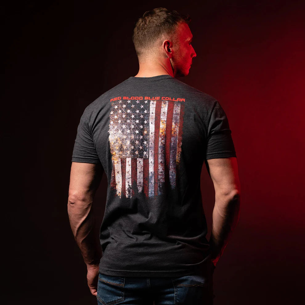 Grunt Style - Red Blood Blue Collar™ T-Shirt - Charcoal