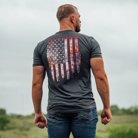 Grunt Style - Red Blood Blue Collar™ T-Shirt - Charcoal