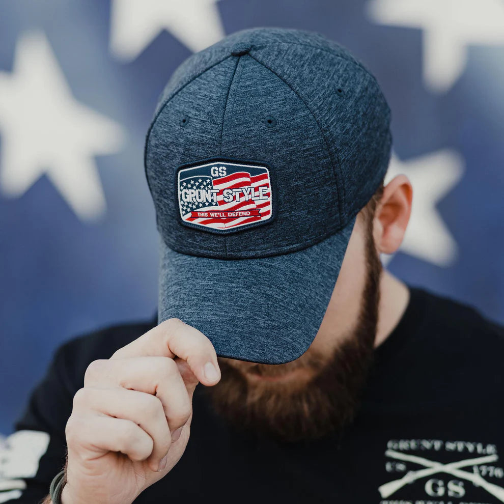 Grunt Style - Old Glory Patch Stretch Fit Hat - Navy Heather
