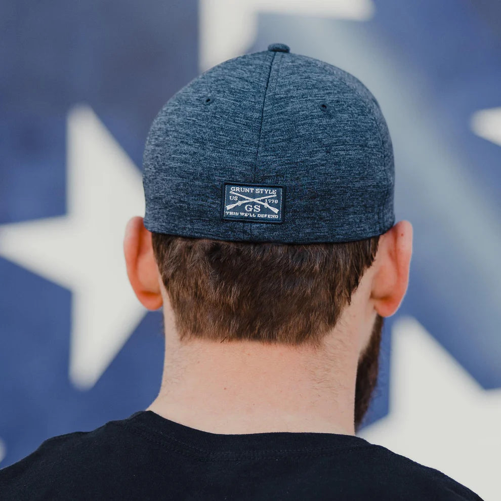 Grunt Style - Old Glory Patch Stretch Fit Hat - Navy Heather