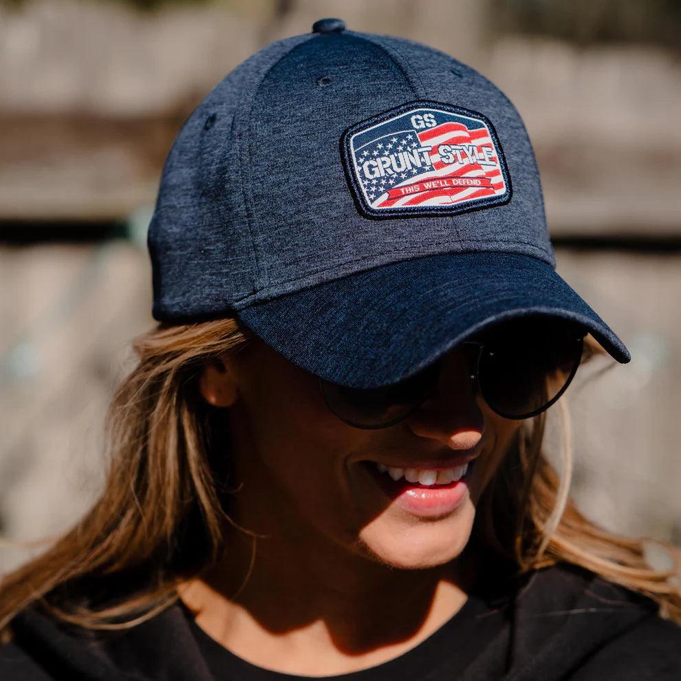 Grunt Style - Old Glory Patch Stretch Fit Hat - Navy Heather