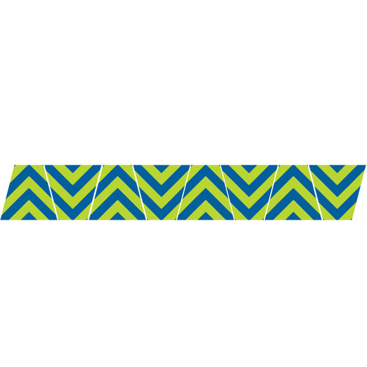 BLUE/LIME GREEN CHEVRON STRIPE REFLECTIVE HELMET (TET) TETRAHEDRON 8 PACK