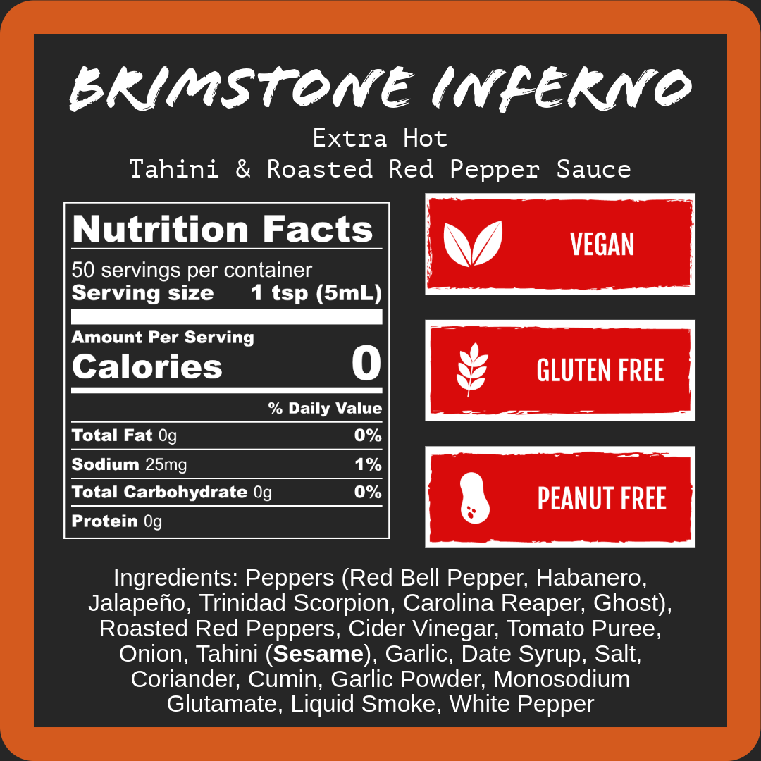 Brimstone Inferno - Extra Hot Tahini & Roasted Red Pepper (9oz)