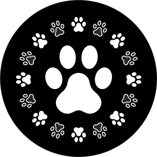 Dog Paws Around Dog Paw Spare Tire Cover for Jeep, Bronco, RV, Van, Camper