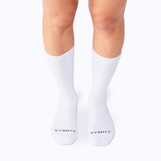 Combed Cotton Crew Socks - White