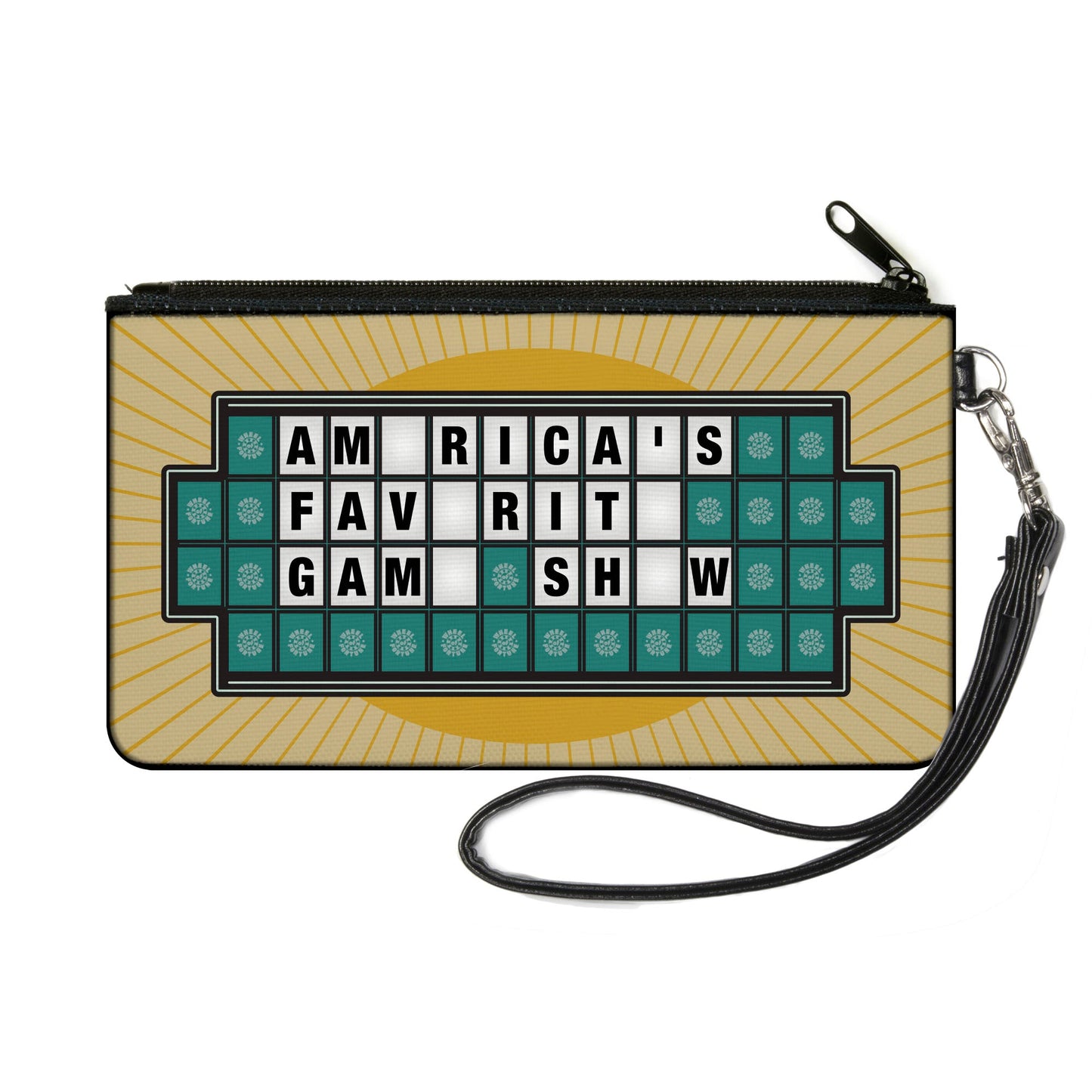 Canvas Zipper Wallet - SMALL - Wheel of Fortune AMERICA'S FAVORITE GAME SHOW Puzzle Yellows