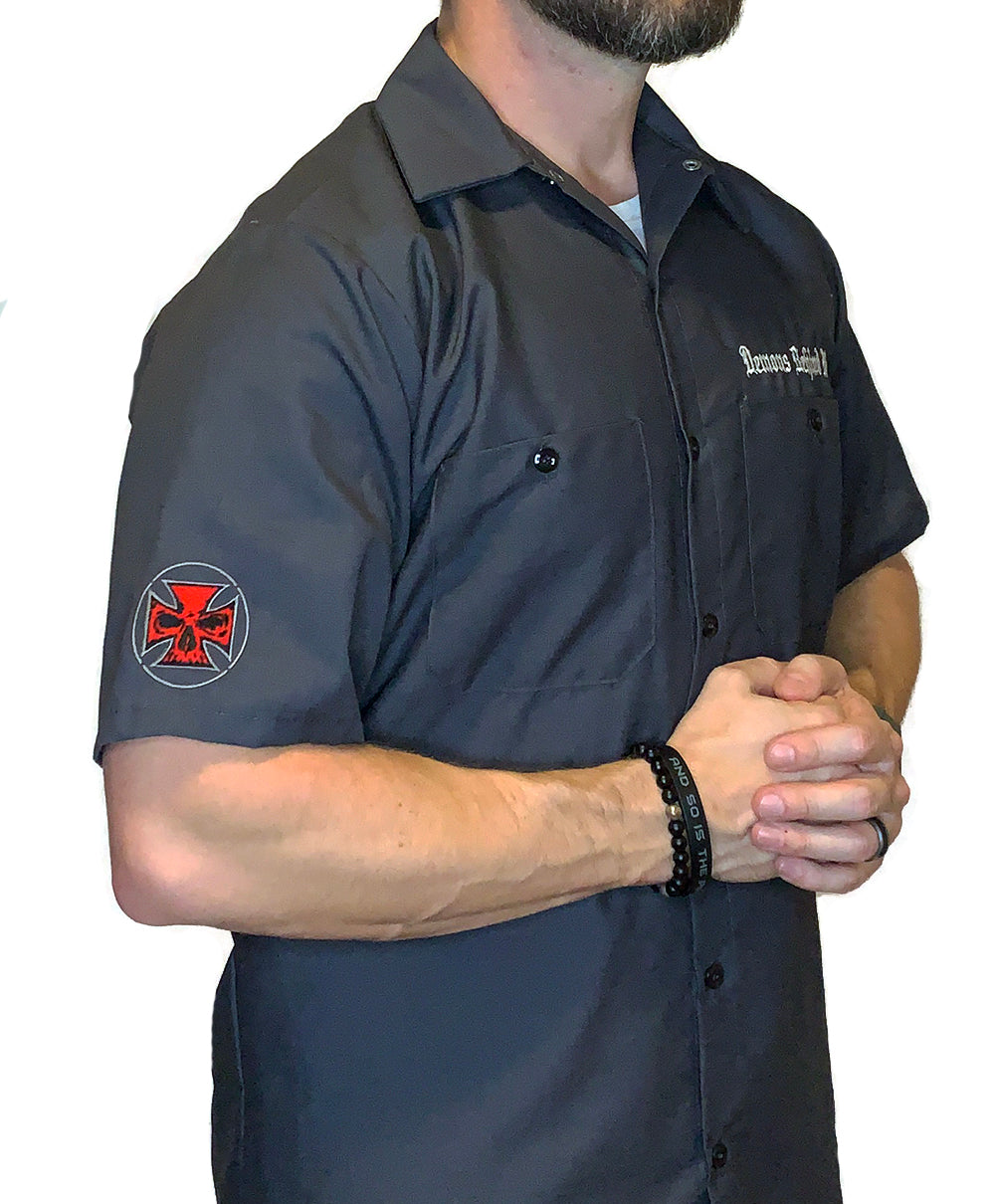 Closeout- Embroidered Shop Shirt -Men's Charcoal