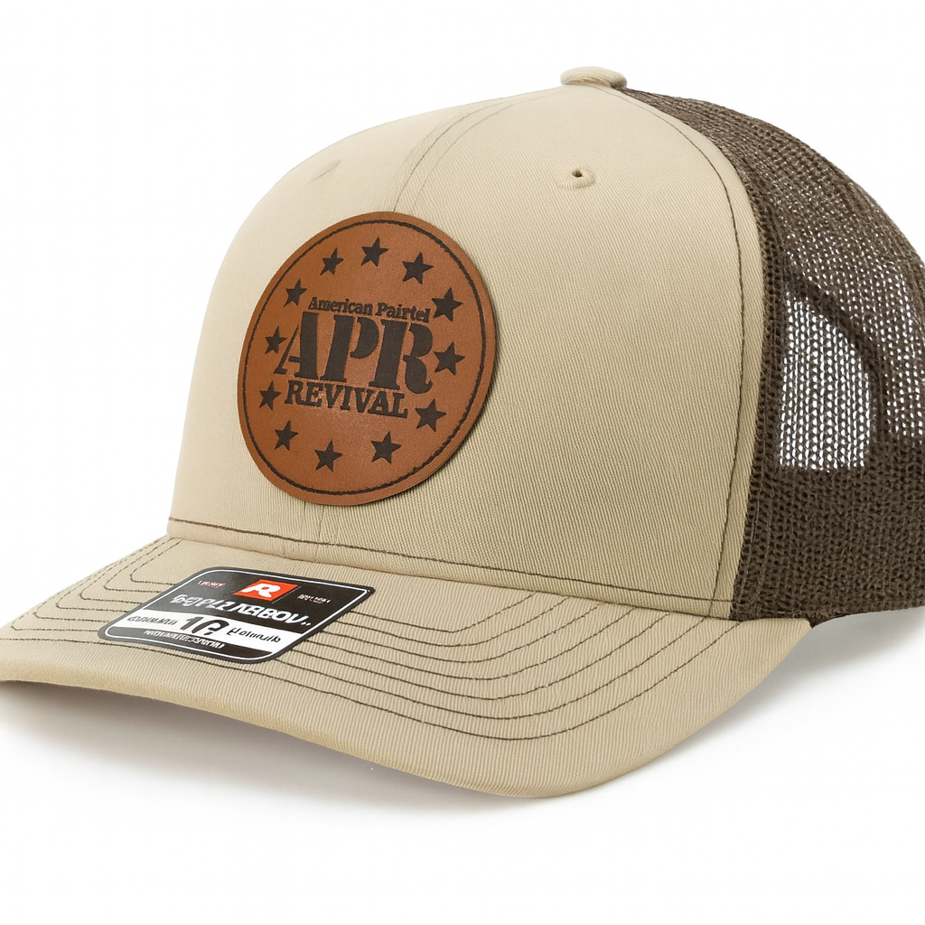 Hat with leather patch