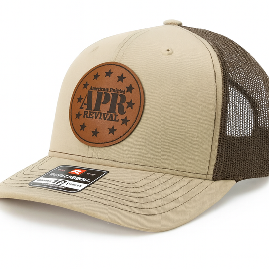 Hat with leather patch