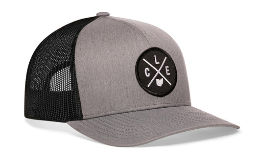 Cleveland Trucker Hat  |  Gray-Black CLE X Snapback