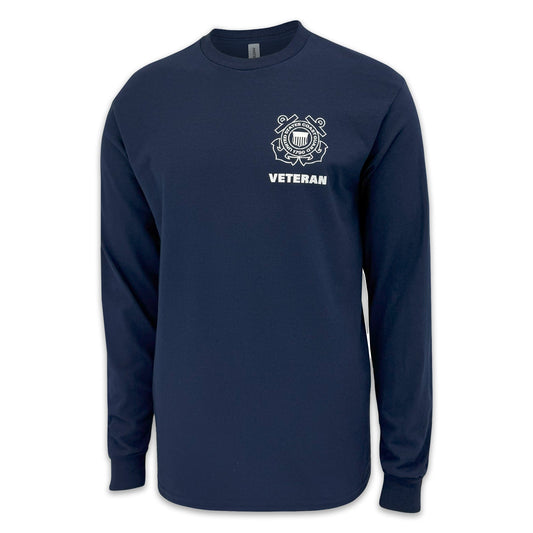 Coast Guard Veteran Flag Long Sleeve T-Shirt (Navy)